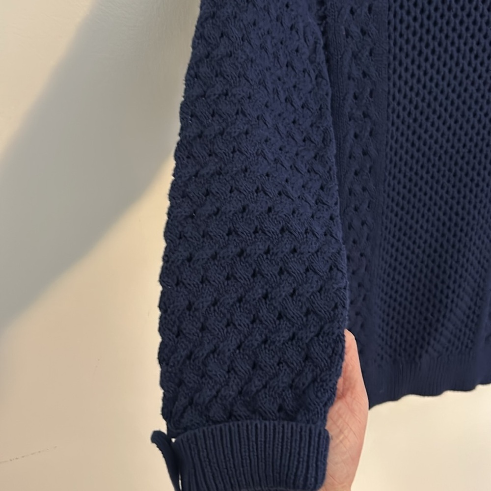 Lilly Pulitzer Navy Blue Open Knit Crewneck Sweater - Picture 6 of 14